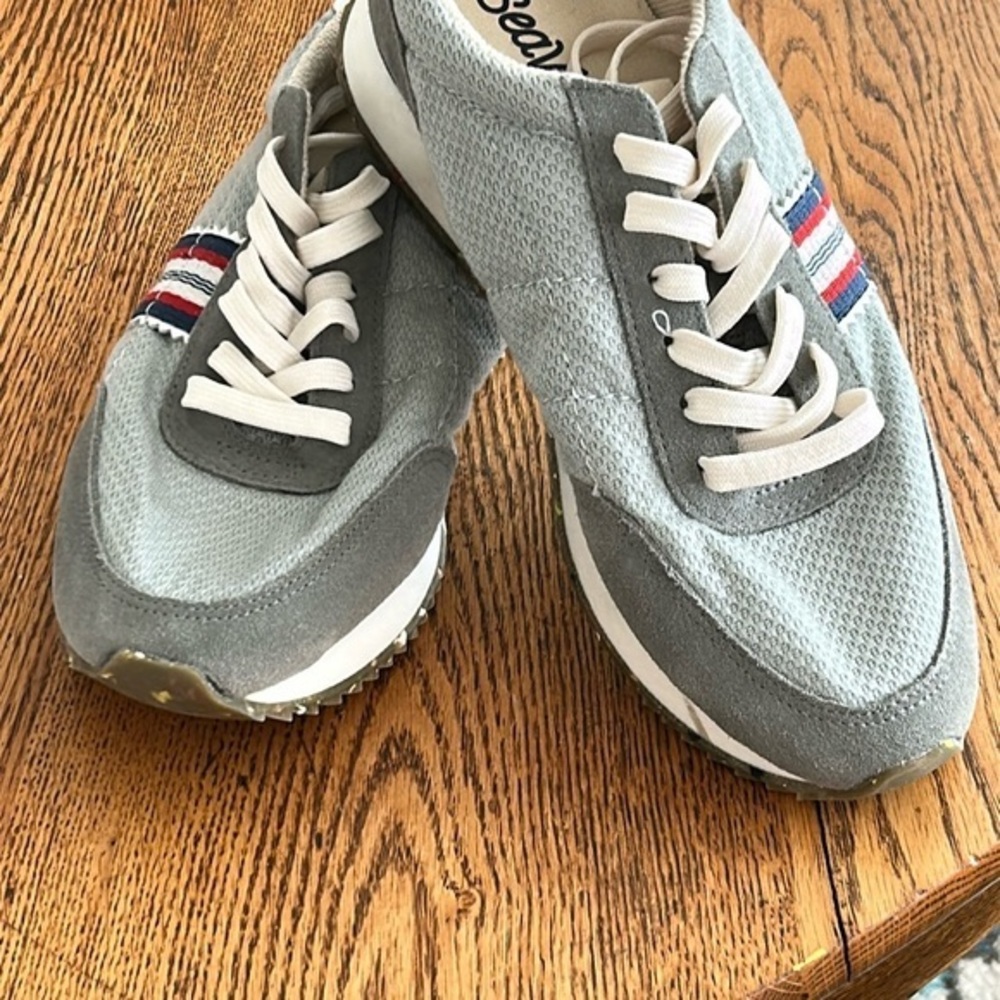 SeaVees Women’s Royal Runners Gray Athletic Shoes with White and Red Accents
